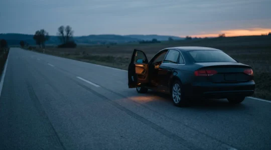 Conducteur isolé après un accident de la route illustrant le concept de non-couverture par la responsabilité civile